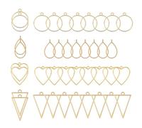 PATIKIL 40Stk Offene Lünetten Harz Lünetten Charm Anhänger Offene Rückseite Lünetten Legierung Hohl Rahmen Massenware für Harz Basteln Herstellen Gold Ton(4 Formen)