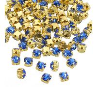 PATIKIL 4mm Kralle Aufnäh-Rhinestones Kristalle, 100 Stück Glas Metall Flachboden Basis Blumenkralle Edelsteine Handwerk Nähen für Schuhe Kleid Kleidung Nähgürtel Nähzubehör, Hellblau