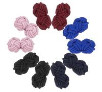 PATIKIL 5 Paar Seidenknoten Manschettenknöpfe Elastische Stoff Hemd Manschettenknöpfe Twist Knoten Kleid Zubehör Manschettenknopf für Männer Frauen Business Geschenk Hochzeit Schwarz Blau Rosa