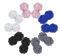 PATIKIL 5 Paar Seidenknoten Manschettenknöpfe Elastische Stoff Hemd Manschettenknöpfe Twist Knoten Kleid Zubehör Manschettenknopf für Männer Frauen Business Geschenk Hochzeit Weiß/Rauchgrau/Schwarz