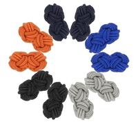 PATIKIL 5 Paar Seidenknoten-Manschettenknöpfe Elastische Stoff-Hemdmanschettenknöpfe Twist-Knoten Kleidungsaccessoires Manschettenknöpfe Hellgrau/Schwarz/Blau/Knallorange/Marineblau