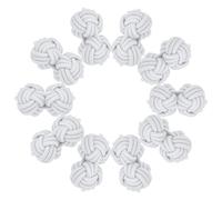 PATIKIL 5 Paar Seidenknoten-Manschettenknöpfe, elastische Stoffhemd-Manschettenknöpfe, Twist Knot Dress Accessories Manschettenknopf für Männer, Frauen, Geschäft, Geschenk, Hochzeit, Weiß