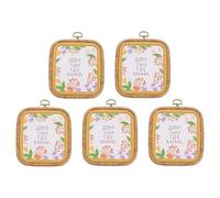 PATIKIL 5 Stück 9x10cm Stickrahmen Set, Quadrat Holz Stickerei Rahmen, Kreuzstich Stickrahmen Ring mit Einstellbarer Messingschraube für Embroidery Nähen DIY, Braun