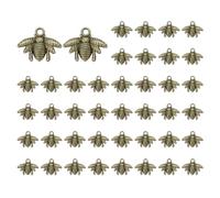 PATIKIL 50 Stück Charms Anhänger Bienen, 16 x 2.5mm Schlüsselanhänger Keychain Schmuckanhänger für Armbänd, Geschenke, Taschenzubehör, Halsketten - Dunkelbronze