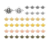 PATIKIL 50 Stück Charms Anhänger Bienen, 16 x 2.5mm Schlüsselanhänger Keychain Schmuckanhänger für Armbänd, Geschenke, Taschenzubehör, Halsketten - Mehrfarbig