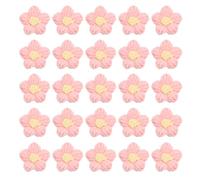 PATIKIL 50 Stück gehäkelte Blumen, 4 cm Häkelblumen, Blumen zum Aufnähen, Häkelapplikationen für Bastelarbeiten, Nähen, DIY, Jeans, Geschenkpakete, Party, Dunkelrosa/Gelb