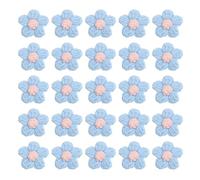 PATIKIL 50 Stück gehäkelte Blumen, 4 cm Häkelblumen, Blumen zum Aufnähen, Häkelapplikationen für Bastelarbeiten, Nähen, DIY, Jeans, Geschenkpakete, Party, Blau/Kirschrosa