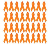 PATIKIL 50 Stück Orange Polyesterband Satin Pins, Awareness Ribbon Satin mit Sicherheitsnadeln