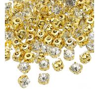 PATIKIL 5mm Kralle Aufnäh-Strasssteine, 100 Stück Glas Metall Flachboden Basis Blumenkralle Edelsteine Handwerk Nähen für Schuhe Kleid Kleidung Nähgürtel Nähzubehör, Weiß