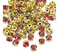 PATIKIL 5mm Kralle Aufnäh-Strasssteine, 100 Stück Glas Metall Flachboden Blumenkralle Edelsteine Handwerk Nähen für Schuhe Kleid Kleidung Nähgürtel Nähzubehör, Rot