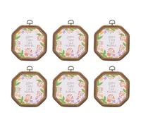 PATIKIL 6 Stück 11,5x11,5 cm Stickrahmen Set, Rund Holz Stickerei Rahmen, Kreuzstich Stickrahmen Ring mit Einstellbarer Messingschraube für Embroidery Nähen DIY, Braun