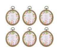 PATIKIL 6 Stücke 3"x2.4" Stickrahmen Rahmen Imitiertes Holz Oval Kreuzstich Stickrahmen Ring für Stickkunst Handnähen Dekoration