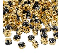 PATIKIL 7mm Kralle Aufnäh-Rhinestones Kristalle, 100 Stück Glas Metall Flachboden Basis Blumenkralle Edelsteine Handwerk Nähen für Schuhe Kleid Kleidung Nähgürtel Nähzubehör, Schwarz