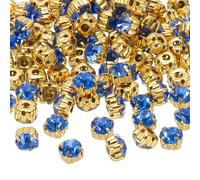 PATIKIL 7mm Kralle Aufnäh-Strasssteine, 100 Stück Glas Metall Flachboden Basis Blumenkralle Edelsteine Handwerk Nähen für Schuhe Kleid Kleidung Nähgürtel Nähzubehör, Hellblau