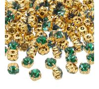 PATIKIL 7mm Kralle Aufnäh-Strasssteine, 100 Stück Glas Metall Flachboden Blumenkralle Edelsteine Handwerk Nähen für Schuhe Kleid Kleidung Nähgürtel Nähzubehör Dunkelgrün