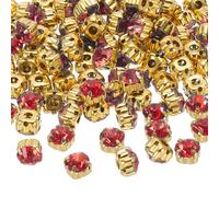 PATIKIL 7mm Kralle Aufnäh-Strasssteine, 100 Stück Glas Metall Flachboden Blumenkralle Edelsteine Handwerk Nähen für Schuhe Kleid Kleidung Nähgürtel Nähzubehör, Rot