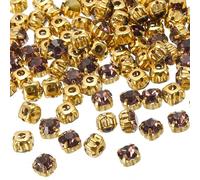 PATIKIL 7mm Kralle Aufnäh-Strasssteine, 100 Stück Glas Metall Flachboden Blumenkralle Edelsteine Handwerk Nähen für Schuhe Kleid Kleidung Nähgürtel Nähzubehör Hell Lila