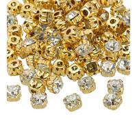 PATIKIL 7mm Kralle Aufnäh-Strasssteine, 100 Stück Glas Metall Flachboden Blumenkralle Edelsteine Handwerk Nähen für Schuhe Kleid Kleidung Nähgürtel Nähzubehör Weiß