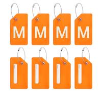 PATIKIL 8 Stück Kofferanhänger Flugreise Koffer Namensanhänger Tags mit Namensschild Adressschild Datenschutz Silkon Gepäckanhänger für Kreuzfahrten Reisetasche, Orange Buchstabe M