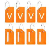 PATIKIL 8 Stück Kofferanhänger Flugreise Koffer Namensanhänger Tags mit Namensschild Adressschild Datenschutz Silkon Gepäckanhänger für Kreuzfahrten Reisetasche, Orange Buchstabe V