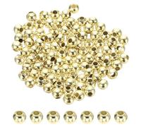 PATIKIL 90 Stück Perlen für Armbänder, 3mm Perlen zum Basteln, Ø:1.2mm Perlen zum Auffädeln für DIY armbänder selber machen Schmuck Halskette Ohrringe Kette Erwachsene, 14K Gold