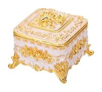 PATIKIL Antike Metall-Schmuckschatulle Schmuck-Organizer-Box für Ringe Weiß