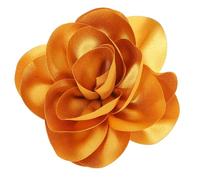 PATIKIL Blume Brosche Anstecknadel 4.72" Hochzeit Party Tanz Bankett Gold | 1Stk, Satin Stoff Rose Perle Kamelie Revers Anstecknadeln, Kleid Anzug Kleidung Zubehör Schmuck, für Frauen