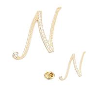 PATIKIL Brief Brosche Pins, 2 Größen Buchstaben N Strass Perle Broschen Set Metall Kristall Alphabet A-Z Reversnadel für Damen Schmuck Geschenk Anzug Kleidung Hut Kleid Mantel, Goldton
