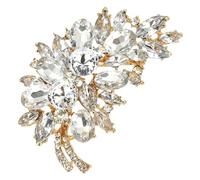 PATIKIL Brosche Damen Strass Blumenblatt, Mode Kristall Vintage Blatt Brosche Pin Reversnadeln für Damen Kleid Bouquet Mantel Hut Tasche Handwerk Party, Weiß