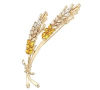 PATIKIL Brosche Damen Strass Weizenähren, Mode Kristall Flagge Die Ähre des Weizens Blumen Brosche Pin Reversnadeln für Damen Kleid Bouquet Mantel Hut Tasche Handwerk Party, Weiß/Gelb