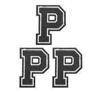 PATIKIL Bügelflicken, 3er Pack Chenille Bügelbuchstaben-Aufnäher Bestickte Patches Zur Reparatur Von Jeans Kleidung Taschen Hüte Shirts Basteln, Schwarze Alphabet-P