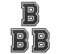 PATIKIL Bügelflicken, 3er Pack Chenille Bügelbuchstaben-Aufnäher Bestickter Aufnäher Zum Reparieren Von Jeans Kleidung Taschen Hüte Shirts Basteln, Schwarzes Alphabet B