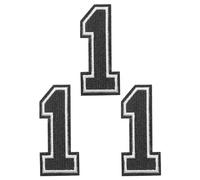 PATIKIL Bügelflicken, 3er Pack Chenille Bügelbuchstaben-Aufnäher Bestickter Aufnäher Zum Reparieren Von Jeans Kleidung Taschen Hüte Hemden Handwerk, Schwarze Zahl 1