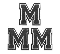 PATIKIL Bügelflicken, 3er Pack Chenille Bügelbuchstaben-Aufnäher Gestickter Aufnäher Zum Reparieren Von Jeans Kleidung Taschen Hüte Shirts Handwerk, Schwarzes Alphabet M