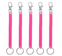 PATIKIL Einziehbare Spiralfedern Schlüsselanhänger 5Stk Anti-Verlust Schlüssel Kette Halter Lanyard Kordel mit Metall Karabinerverschluss Schlüsselring 17cm für Geldbörse Rose Rot