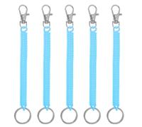 PATIKIL Einziehbarer Spiral Feder Schlüsselanhänger 5Stk Anti-Verlust Schlüssel Kette Halter Lanyard Kordel mit Metall Karabiner Schlüsselring 17.5cm für Schlüssel Geldbörse Azurblau Blau