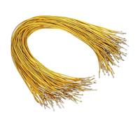 PATIKIL Elastische Widerhaken Cord 17,7 Zoll / 450 mm, 100 Stück Gummischnur, 2 mm Schlaufe Stretch Rundfaden mit Metallstachelverschlüssen für Hüte Masken Menüs Basteln Buch, Gold