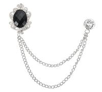 PATIKIL Gem Hanging Chain Brooch Pins, Rhinestone Men's Gem Brooch Suit Pins Lapel Pins for Women Men Clothes Dress Bouquet Coat Hat Bag, Silver (Black)