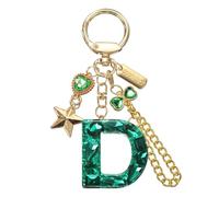 PATIKIL Glitzer Schlüsselanhänger Buchstabe D, Harz Buchstaben Anhänger mit Herz/Schleifen/Stern/Gravur Tag/Kette/Spaltring, Name Initial Schlüsselanhänger für Damen Taschen Schlüssl, Grün