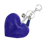PATIKIL Herz Schlüsselanhänger Damen, Liebe Schlüsselanhänger Glitzer Charm mit Quasten/Schlüsselringe, Blau Strass Schlüsselanhänger Herz Anhänger für Taschen Schlüssel, Weiß-Blau
