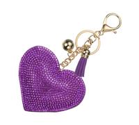 PATIKIL Herz Schlüsselanhänger Damen, Liebe Schlüsselanhänger Glitzer Charm mit Quasten/Schlüsselringe, Lila Strass Schlüsselanhänger Herz Anhänger für Taschen Schlüssel, Gold-Dunkellila