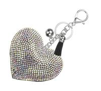 PATIKIL Herz Schlüsselanhänger Damen, Liebe Schlüsselanhänger Glitzer Charm mit Quasten/Schlüsselringe, Bunt Strass Schlüsselanhänger Herz Anhänger für Taschen Schlüssel, Weiß-Schwarz AB