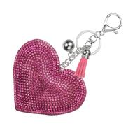 PATIKIL Herz Schlüsselanhänger Damen, Liebe Schlüsselanhänger Glitzer Charm mit Quasten/Schlüsselringe, Rosa Strass Schlüsselanhänger Herz Anhänger für Taschen Schlüssel, Weiß-Rosa Rot