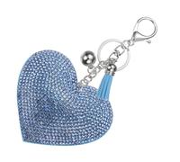 PATIKIL Herz Schlüsselanhänger Damen, Liebe Schlüsselanhänger Glitzer Charm mit Quasten/Schlüsselringe, Klar Strass Schlüsselanhänger Herz Anhänger für Taschen Schlüssel, Weiß-Hellblau