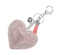 PATIKIL Herz Schlüsselanhänger Damen, Liebe Schlüsselanhänger Glitzer Charm mit Quasten/Schlüsselringe, Weiß Strass Schlüsselanhänger Herz Anhänger für Taschen Schlüssel, Weiß-Rosa