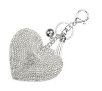 PATIKIL Herz Schlüsselanhänger Damen, Liebe Schlüsselanhänger Glitzer Charm mit Quasten/Schlüsselringe, Klar Strass Schlüsselanhänger Herz Anhänger für Taschen Schlüssel, Weiß-Weiß