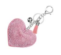 PATIKIL Herz Schlüsselanhänger Damen, Liebe Schlüsselanhänger Glitzer Charm mit Quasten/Schlüsselringe, Klar Strass Schlüsselanhänger Herz Anhänger für Taschen Schlüssel, Weiß-Rosa