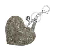 PATIKIL Herz Schlüsselanhänger Damen, Liebe Schlüsselanhänger Glitzer Charm mit Quasten/Schlüsselringe, Klar Strass Schlüsselanhänger Herz Anhänger für Taschen Schlüssel, Weiß-Grau