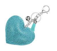 PATIKIL Herz Schlüsselanhänger Damen, Liebe Schlüsselanhänger Glitzer Charm mit Quasten/Schlüsselringe, Klar Strass Schlüsselanhänger Herz Anhänger für Taschen Schlüssel, Weiß-Seeblau