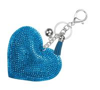 PATIKIL Herz Schlüsselanhänger Damen, Liebe Schlüsselanhänger Glitzer Charm mit Quasten/Schlüsselringe, Blau Strass Schlüsselanhänger Herz Anhänger für Taschen Schlüssel, Weiß-Dunkelblau